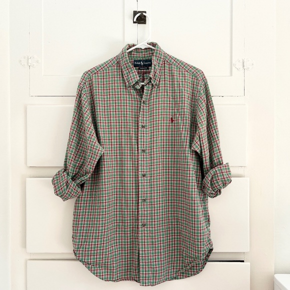 Cozy & Classic! Ralph Lauren Green Plaid Button-Down—Perfectly Broken-In | Large - Picture 1 of 6